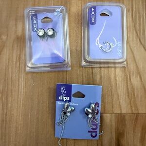 Silver Faux Earrings Set